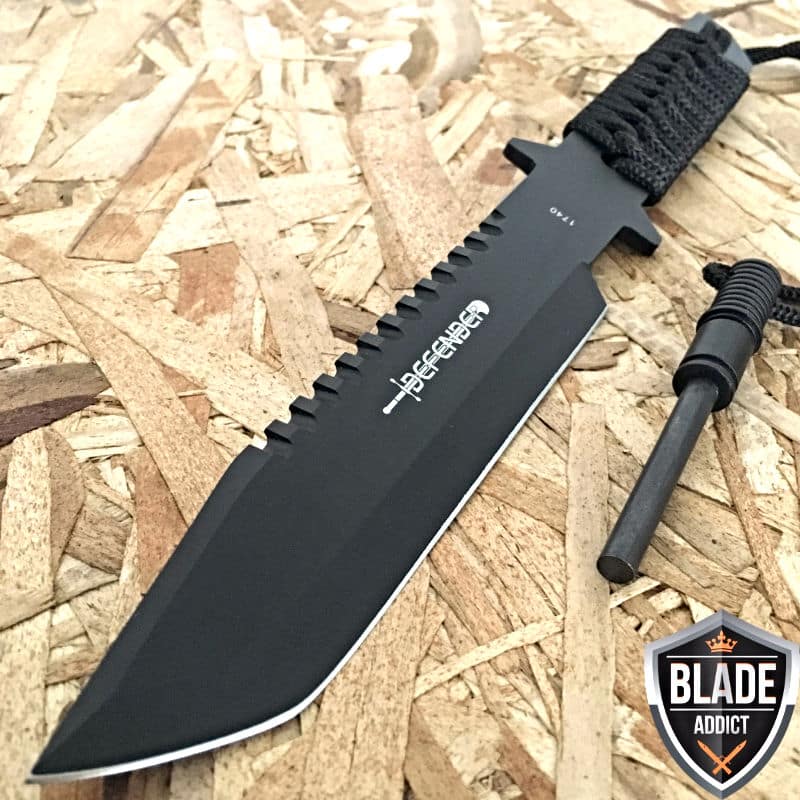 11″ Hunting Tactical Combat Survival FIXED BLADE Knife w/ Firestarter Bowie