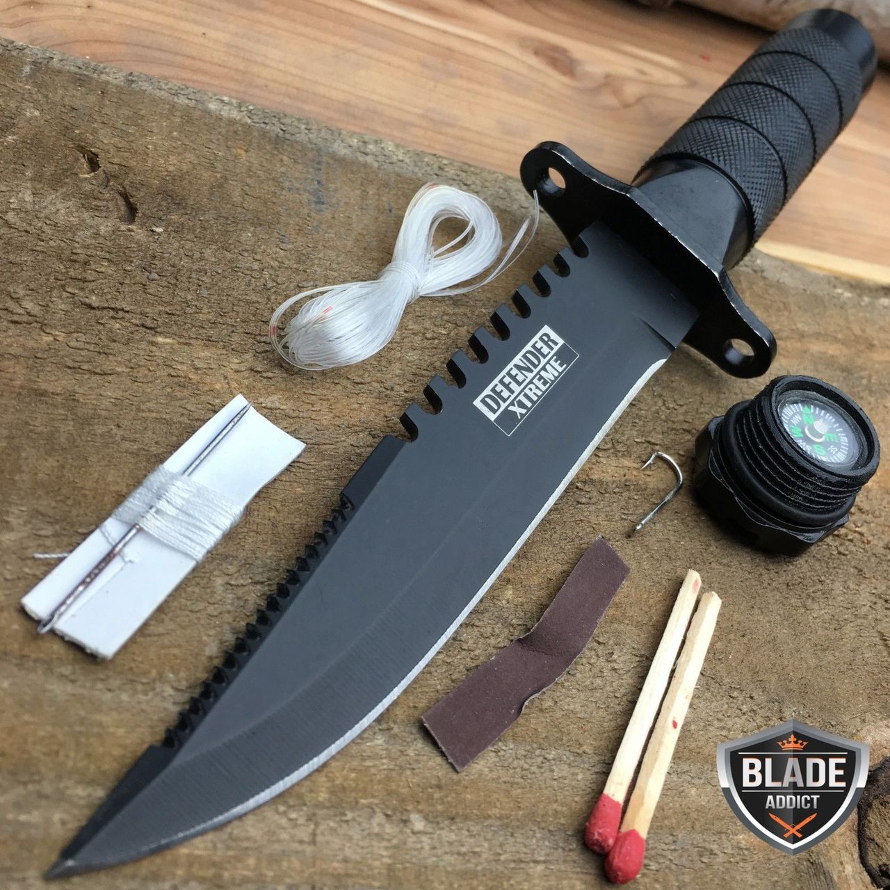 8.5" Tactical Fishing Hunting Survival Knife w/ Sheath Bowie Survival Kit Combat