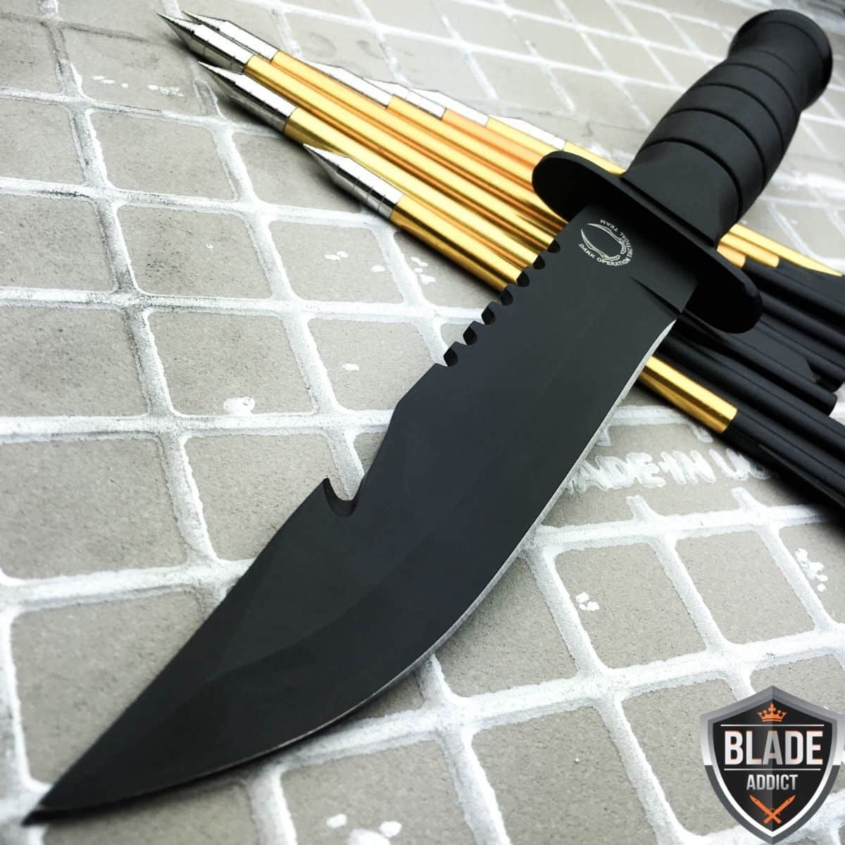 8" Black Tactical Survival Spring Assisted Open Pocket Knife Firestarter Camping