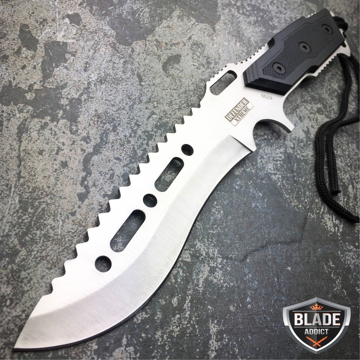 12" STONEWASH TACTICAL SURVIVAL RAMBO FULL TANG FIXED BLADE KNIFE HUNTING BOWIE