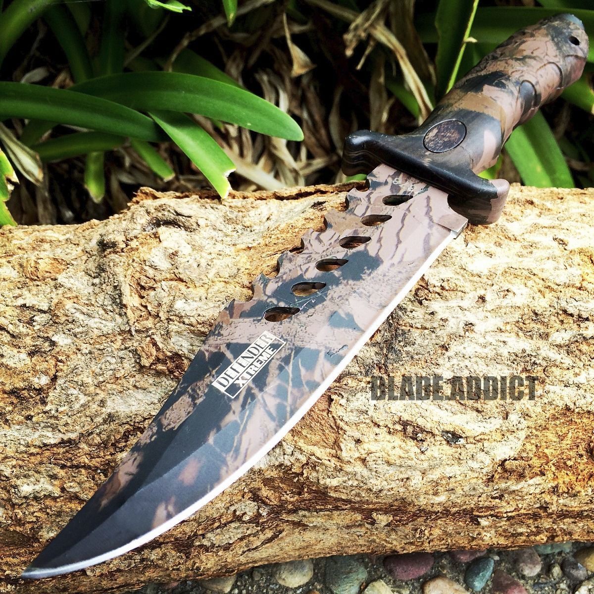 10.5″ CAMO TACTICAL HUNTING KNIFE Survival Military Fixed Blade Bowie Camping
