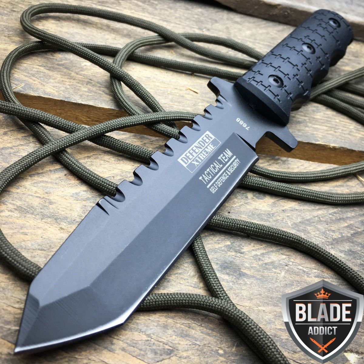 9″ Full Tang Tactical Hunting Survival Knife w/ Sheath Military Bowie Combat