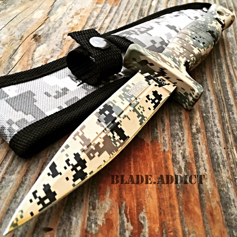 9″ Double Edge DESERT Camo Tactical Hunting Dagger Boot Knife Throwing Blade