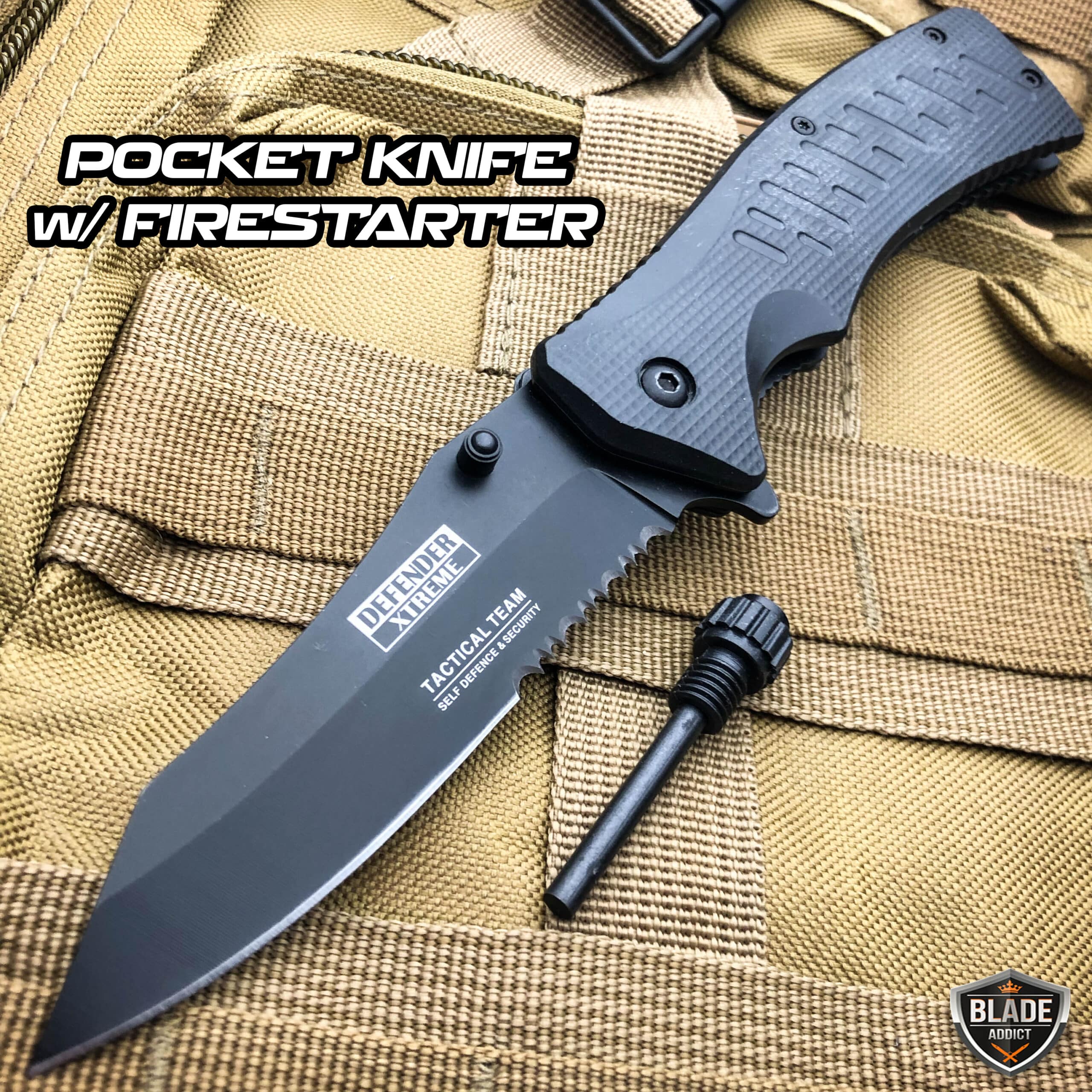 8" EXTREME TACTICAL SAWBACK BOWIE Spring Assisted Open Rescue Pocket Knife