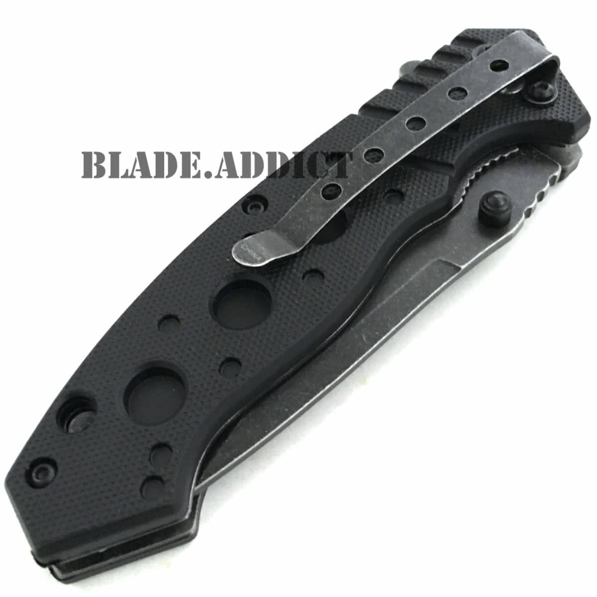 8" BALLISTIC Stonewash Tactical Spring Assisted Open Combat Army Pocket Knife