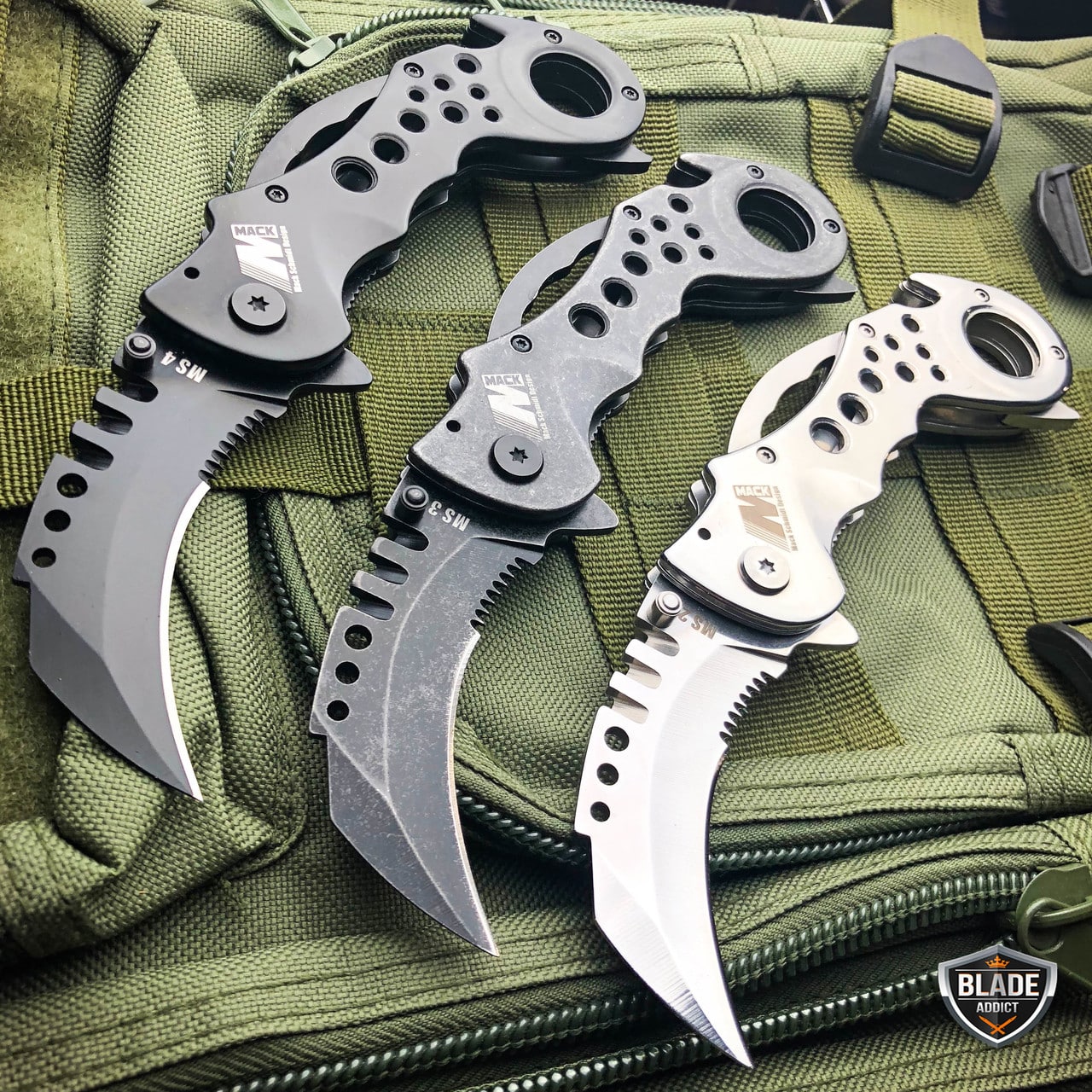 7.5" Heavy Duty Tactical Karambit Claw Spring Assisted Pocket Knife