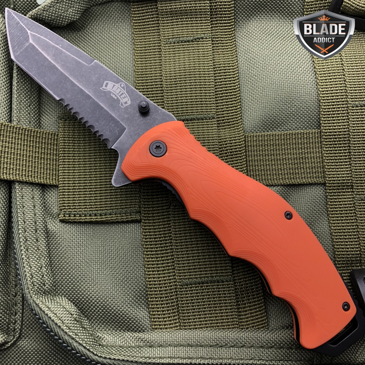 8.5" Military Tactical Spring Assisted Open Tanto Folding Blade Pocket Knife Orange