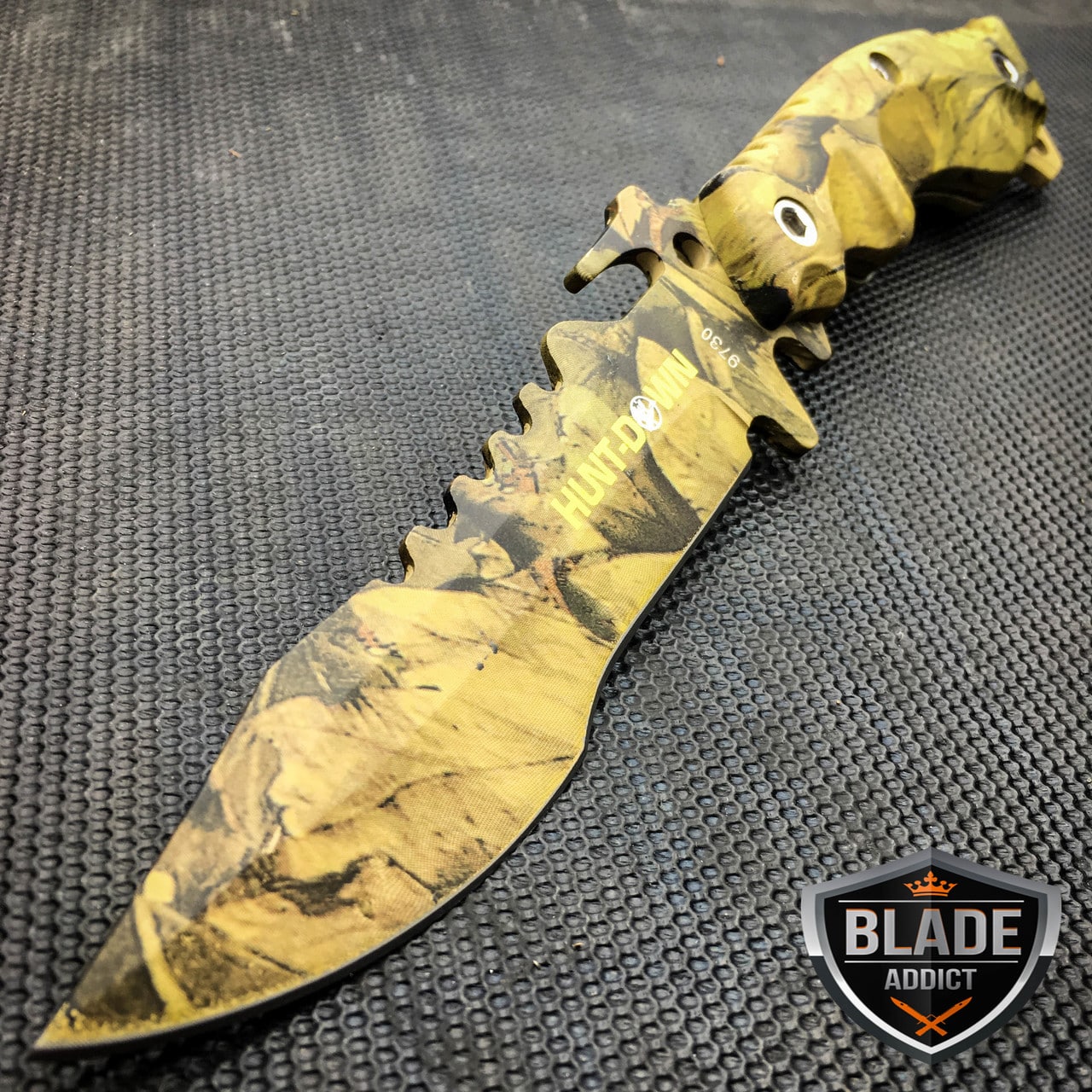 10″ Hunting Camo Tactical Combat Survival FIXED BLADE Camping Knife Bowie Rambo