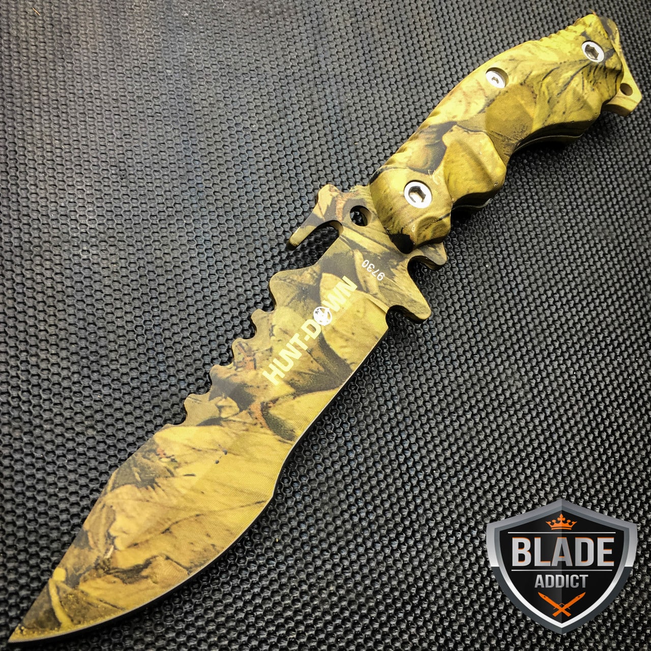 10" Hunting Camo Tactical Combat Survival FIXED BLADE Camping Knife Bowie Rambo