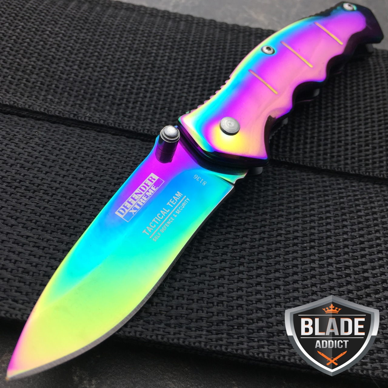 6.5″ TITANIUM OXIDE RAINBOW TACTICAL SPRING ASSISTED OPEN FOLDING POCKET KNIFE 8