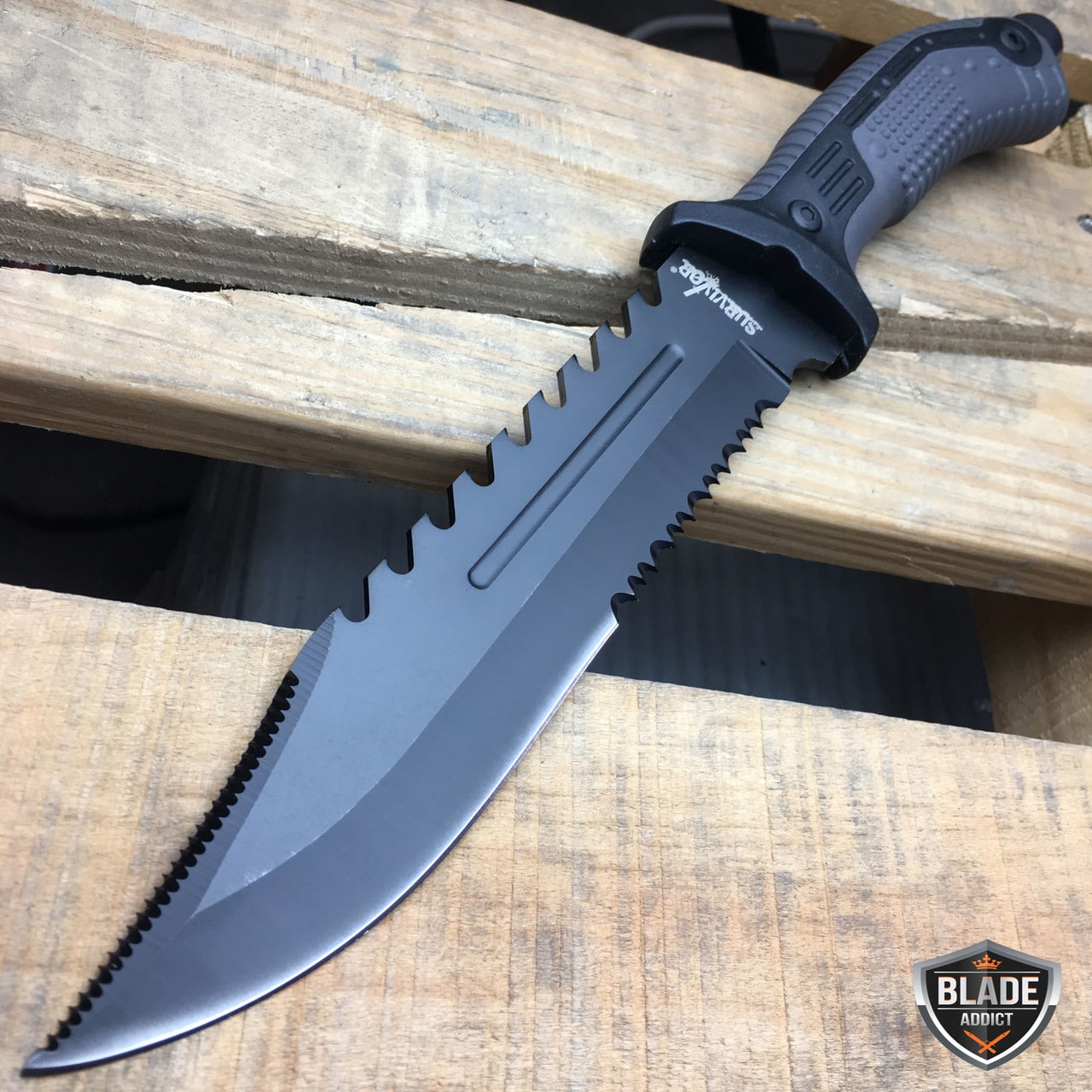 13" TACTICAL SURVIVAL Rambo Army Bowie FIXED BLADE KNIFE Hunting w/ SHEATH NEW
