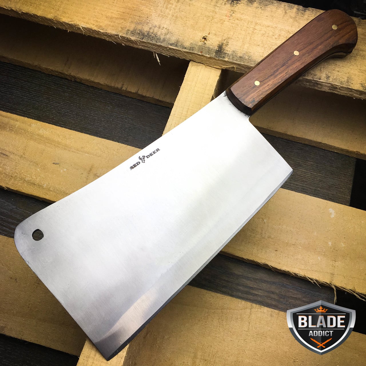 13.5" Heavy Duty Stainless Steel Meat Cleaver Chef Knife Butcher Chopper Wood