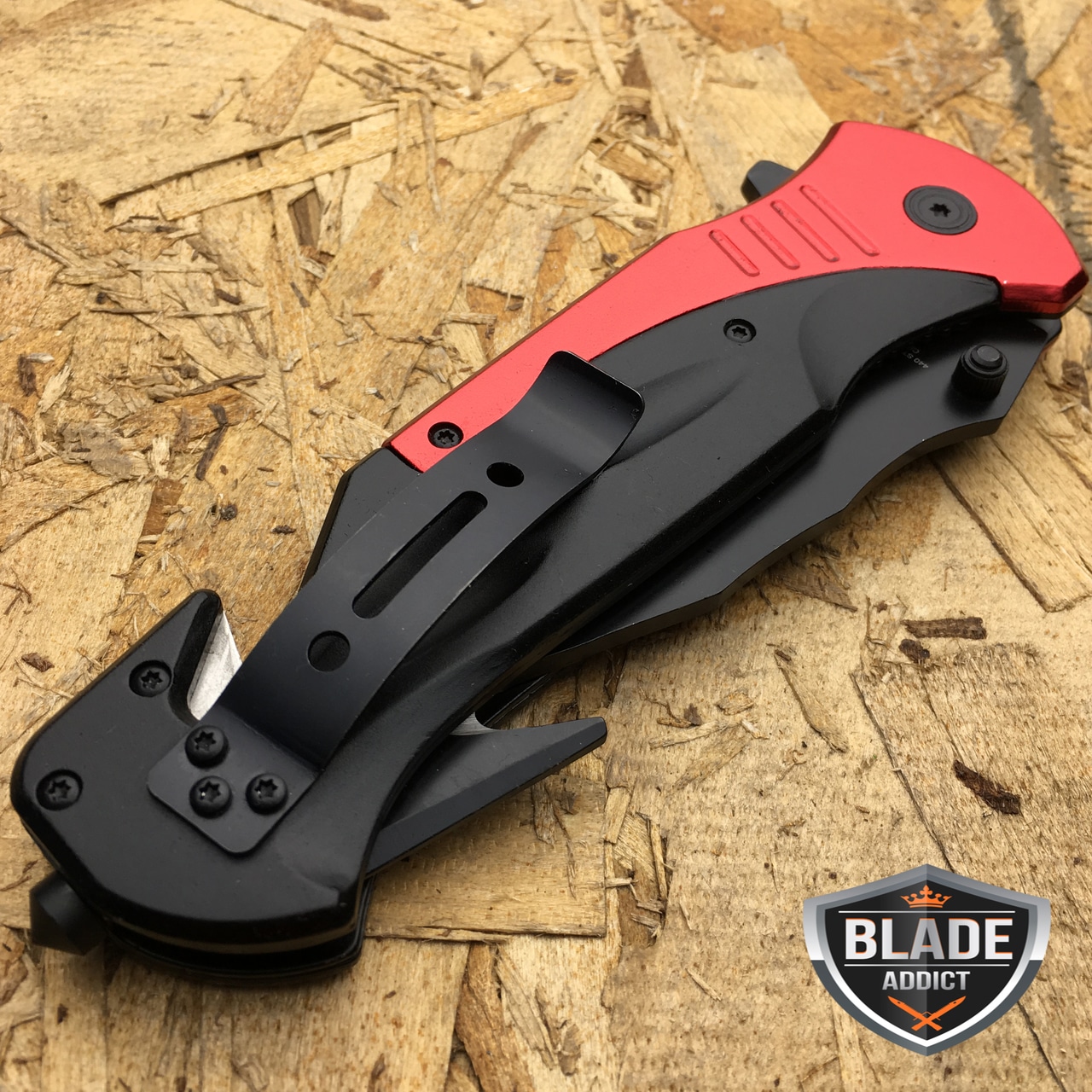 10.5" HUGE MILITARY RED Tactical Spring Assisted Pocket Rescue Knife Gut Hook