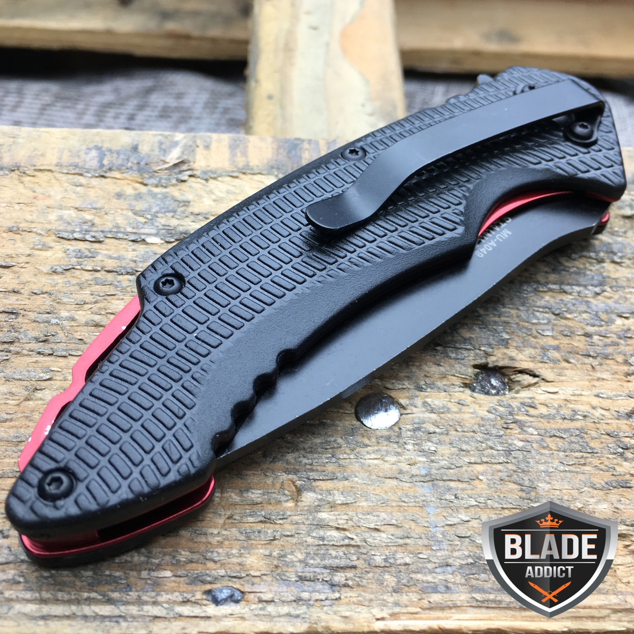 8.25" MASTER USA TACTICAL FOLDING SPRING ASSISTED KNIFE Blade Pocket Open RED