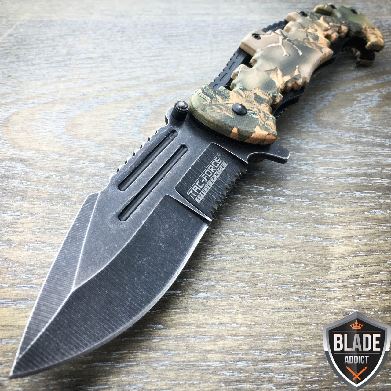 8" TAC FORCE Spring Assisted Opening FOREST CAMO Tactical Rescue Pocket Knife
