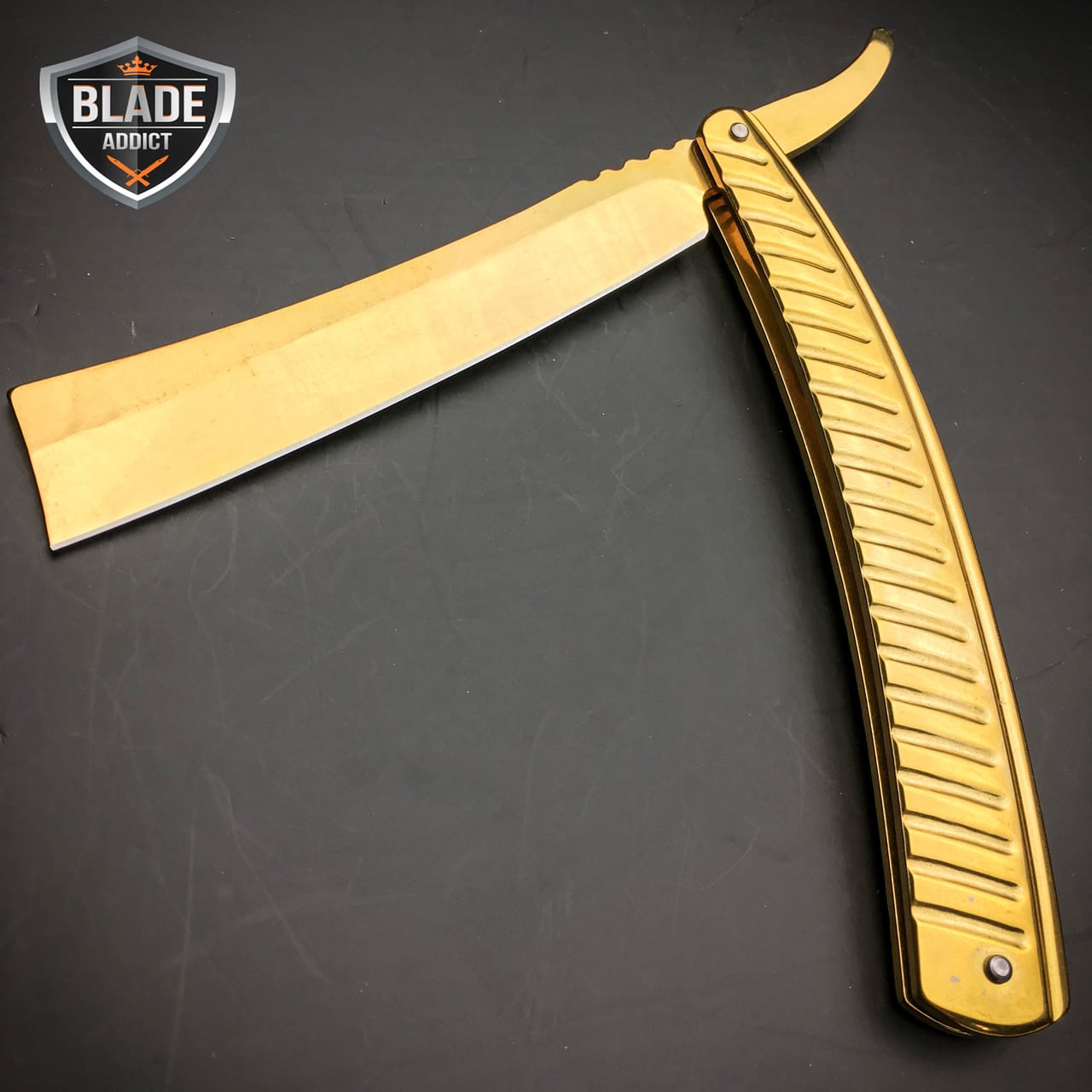 GOLD FADE Straight Blade Barber Razor Folding Pocket Knife Shaving Cut Throat