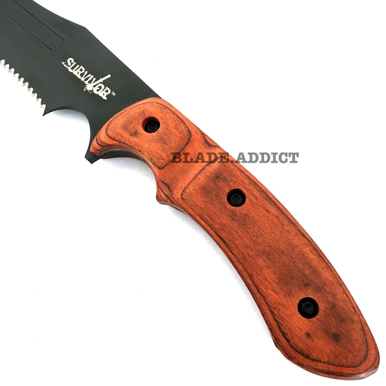 15" SURVIVAL HUNTING Full Tang FIXED BLADE KNIFE Machete Axe Scythe Wood Bowie