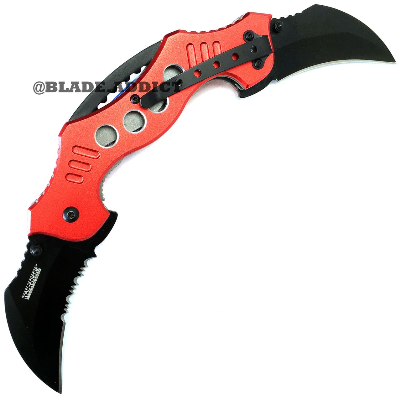 TWIN DUAL BLADE Karambit Claw SPRING ASSISTED OPEN Combat Folding POCKET KNIFE