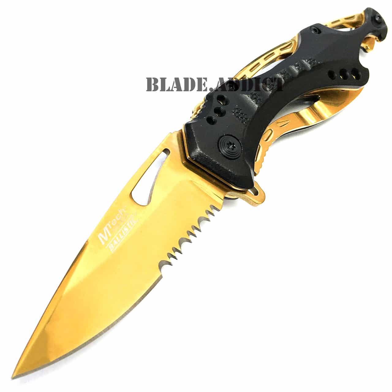8" MTECH USA GOLD SPRING ASSISTED TACTICAL FOLDING KNIFE Blade Pocket Open