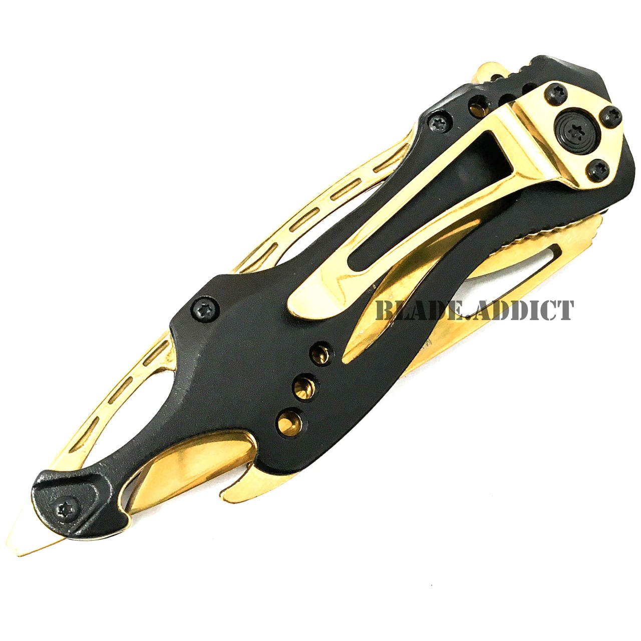 8" MTECH USA GOLD SPRING ASSISTED TACTICAL FOLDING KNIFE Blade Pocket Open