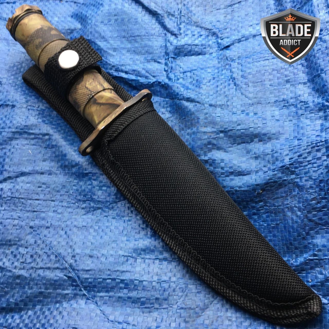 8.5" Tactical Fishing Hunting Military Camo Knife Survival Kit Blade w/ Sheath