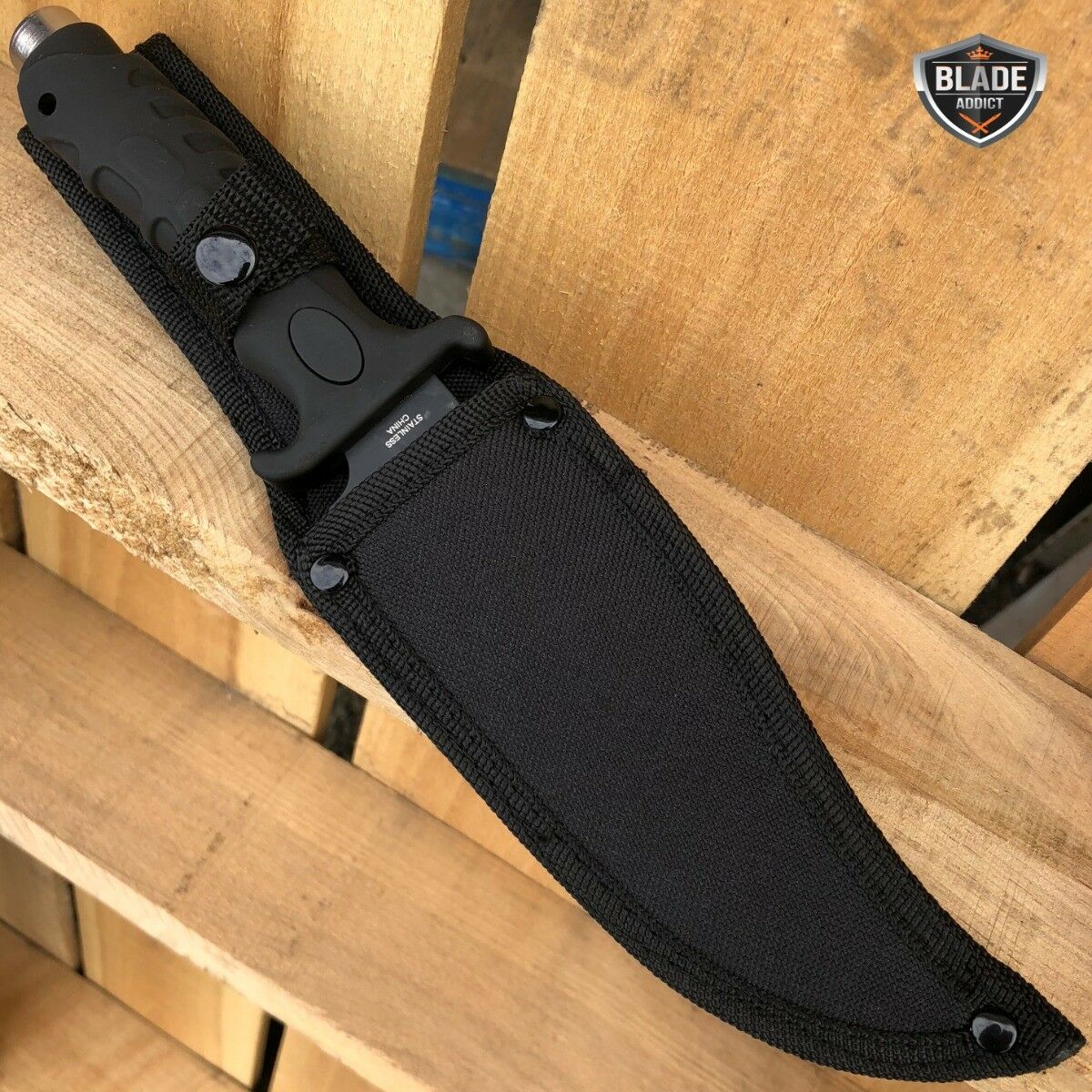 11" TACTICAL BOWIE SURVIVAL HUNTING KNIFE w/ Sheath Fishing military 9