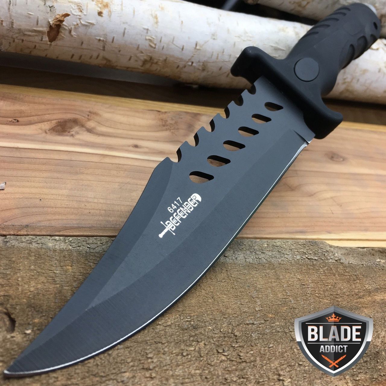 10.5" Black Hunting Knife Fixed Blade