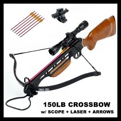 150 LB ARCHERY HUNTING 210 FPS BOW Gun CROSSBOW w ARROW BOLTS + SCOPE + LASER