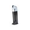 Black and Silver magazine for a Walther PPQ M2 LE, 43 Cal Training Marker Pistol: designed to fit into the grip of the pistol during the experience.