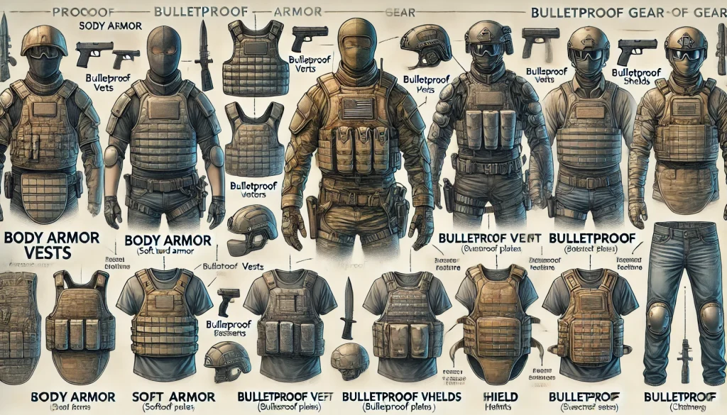 different types of bulletproof gear
