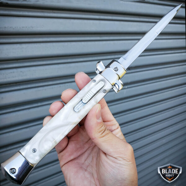 Italian Stiletto OTF Automatic Knife – 9" and 11" Sizes in White and Black