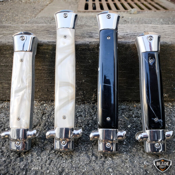 Italian Stiletto OTF Automatic Knife – 9" and 11" Sizes in White and Black