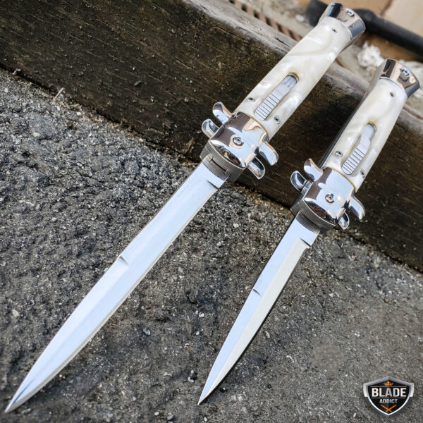 Italian Stiletto OTF Automatic Knife – 9" and 11" Sizes in White and Black