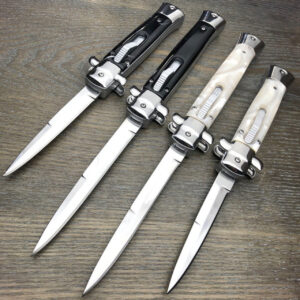 Italian Stiletto OTF Automatic Knife – 9" and 11" Sizes in White and Black